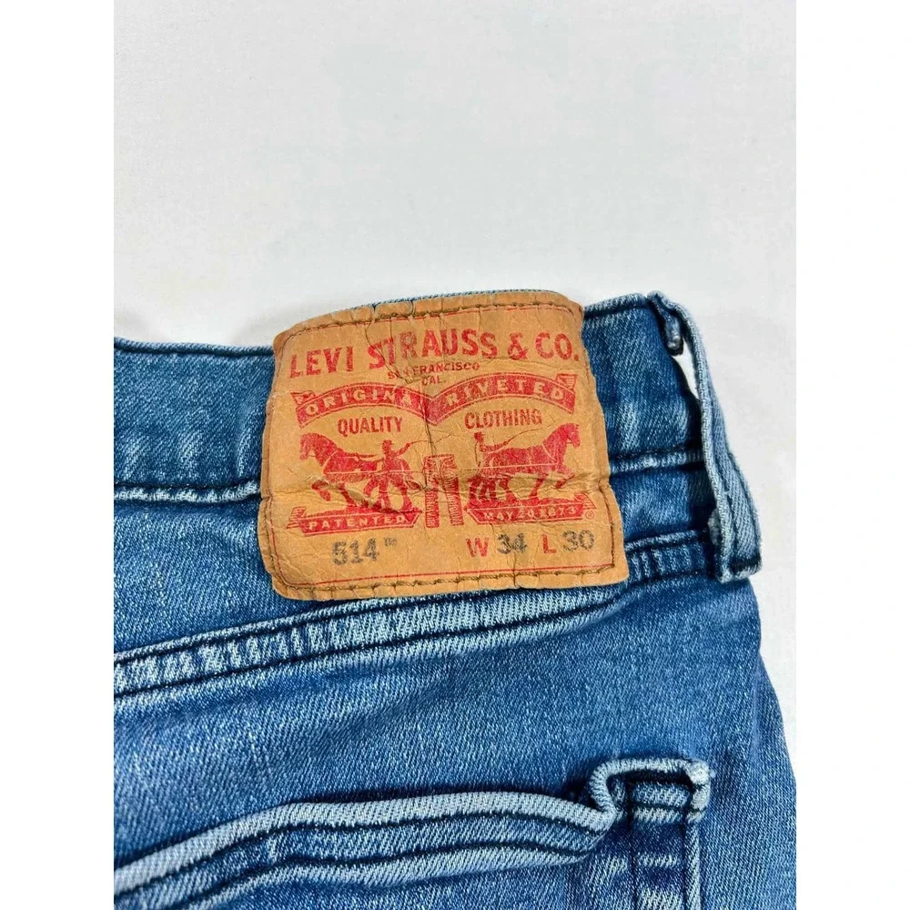 Levis 514 Straight Fit Jeans Mens 34x30 Blue Denim Medium Wash Casual Pants
